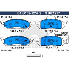 B1.G102-1257.2 GALFER Комплект тормозных колодок, дисковый тормоз