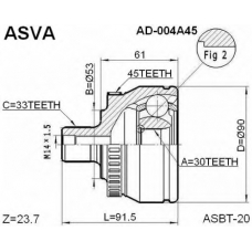 AD-004A45 ASVA Шарнирный комплект, приводной вал