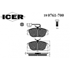 180761-700 ICER Комплект тормозных колодок, дисковый тормоз