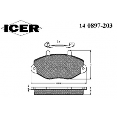 140897-203 ICER Комплект тормозных колодок, дисковый тормоз