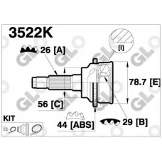 3522K GLO Шарнирный комплект, приводной вал