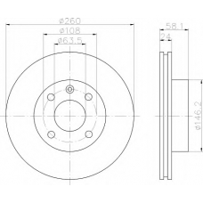 8DD 355 100-721 HELLA Тормозной диск