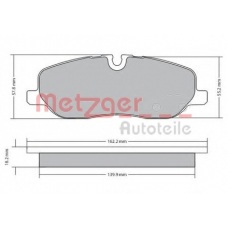 1170668 METZGER Комплект тормозных колодок, дисковый тормоз