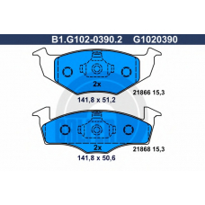 B1.G102-0390.2 GALFER Комплект тормозных колодок, дисковый тормоз