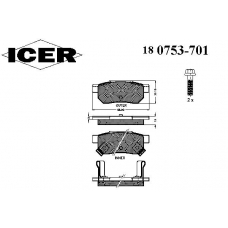 180753-701 ICER Комплект тормозных колодок, дисковый тормоз