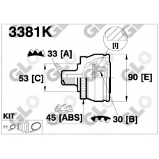 3381K GLO Шарнирный комплект, приводной вал