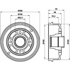 8DT 355 300-351 HELLA Тормозной барабан