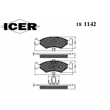 181142 ICER Комплект тормозных колодок, дисковый тормоз