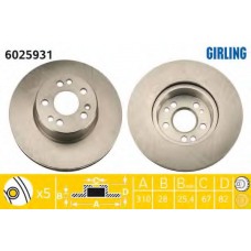 6025931 GIRLING Тормозной диск