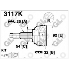 3117K GLO Шарнирный комплект, приводной вал