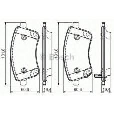 0 986 TB3 156 BOSCH Комплект тормозных колодок, дисковый тормоз