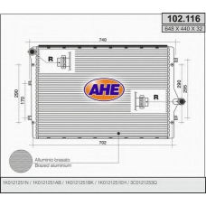 102.116 AHE Радиатор, охлаждение двигателя