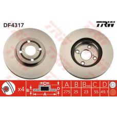 DF4317 TRW Тормозной диск