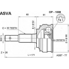 OP-1008 ASVA Шарнирный комплект, приводной вал