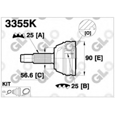 3355K GLO Шарнирный комплект, приводной вал