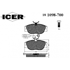181098-700 ICER Комплект тормозных колодок, дисковый тормоз