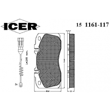 151161-117 ICER Комплект тормозных колодок, дисковый тормоз