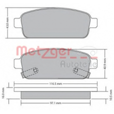 1170164 METZGER Комплект тормозных колодок, дисковый тормоз