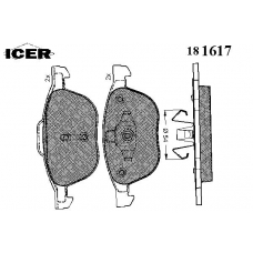 181617 ICER Комплект тормозных колодок, дисковый тормоз