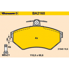 BA2160 BARUM Комплект тормозных колодок, дисковый тормоз