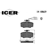 180869 ICER Комплект тормозных колодок, дисковый тормоз