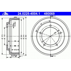 24.0225-4004.1 ATE Тормозной барабан