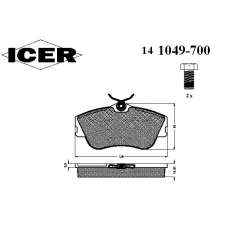 141049-700 ICER Комплект тормозных колодок, дисковый тормоз