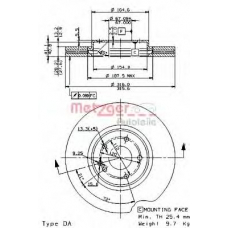 24766 V METZGER Тормозной диск