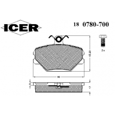 180780-700 ICER Комплект тормозных колодок, дисковый тормоз