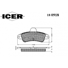 180918 ICER Комплект тормозных колодок, дисковый тормоз