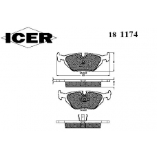 181174 ICER Комплект тормозных колодок, дисковый тормоз
