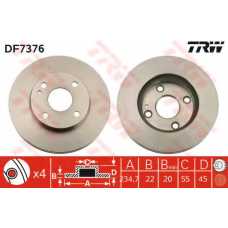 DF7376 TRW Тормозной диск