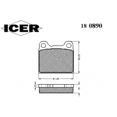 180890 ICER Комплект тормозных колодок, дисковый тормоз