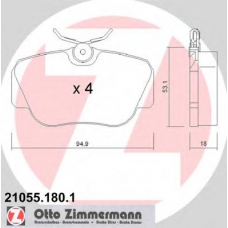 21055.180.1 ZIMMERMANN Комплект тормозных колодок, дисковый тормоз