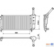 8MK 376 754-381 HELLA Радиатор, охлаждение двигателя