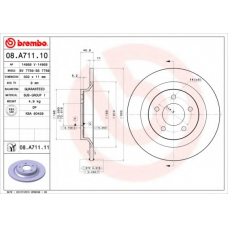 08.A711.11 BREMBO Тормозной диск