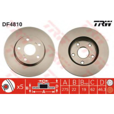 DF4810 TRW Тормозной диск