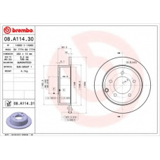 08.A114.30 BREMBO Тормозной диск