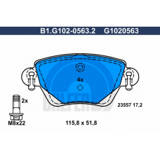 B1.G102-0563.2 GALFER Комплект тормозных колодок, дисковый тормоз