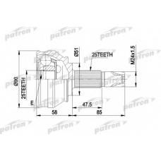 PCV1258 PATRON Шарнирный комплект, приводной вал