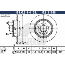 B1.G211-0158.1 GALFER Тормозной диск