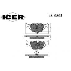 180802 ICER Комплект тормозных колодок, дисковый тормоз