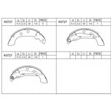 K0727 ASIMCO Комплект тормозных колодок