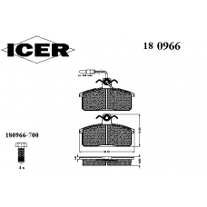 180966 ICER Комплект тормозных колодок, дисковый тормоз