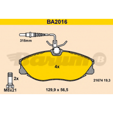 BA2016 BARUM Комплект тормозных колодок, дисковый тормоз