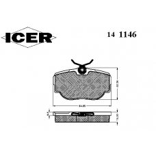 141146 ICER Комплект тормозных колодок, дисковый тормоз