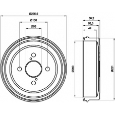 8DT 355 300-511 HELLA PAGID Тормозной барабан