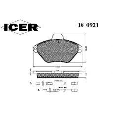 180921 ICER Комплект тормозных колодок, дисковый тормоз
