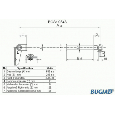 BGS10543 BUGIAD Газовая пружина, крышка багажник