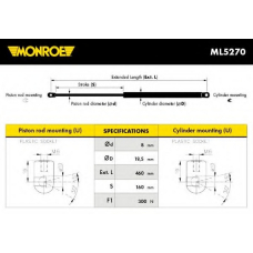 ML5270 MONROE Газовая пружина, капот